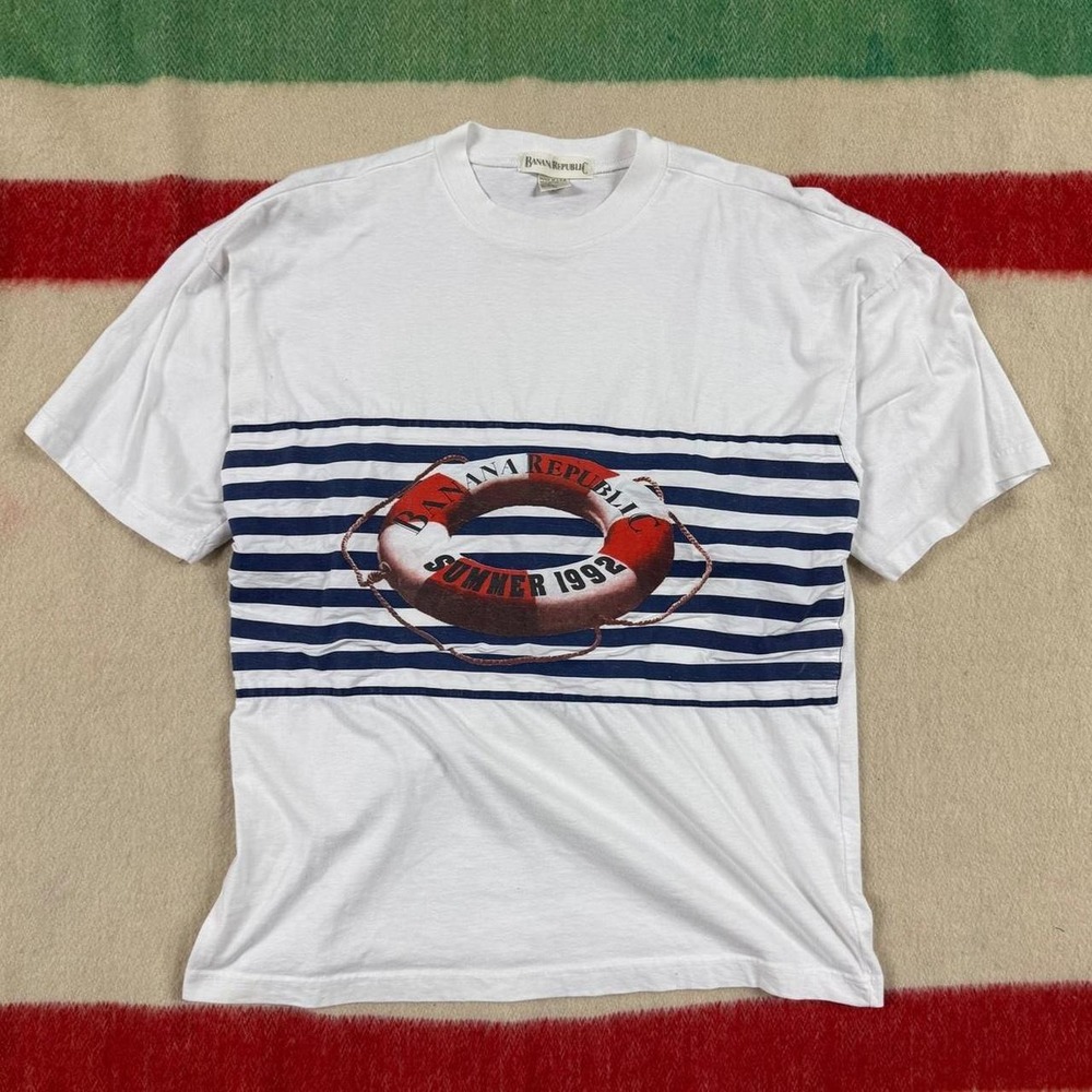 Vintage 90s Banana Republic Summer 1992 T-Shirt Mens Medium White Made in USA